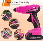 Cordless Hot Glue Gun - 20V Temp Adjust Hot Glue Gun with 43PCS Full Size Hot Glue Sticks, Pink Fast Heating Glue Gun and Sticks Set for DIY, Arts & Craft, Decorations, Gift for Women