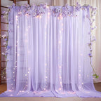10ft x 10ft Lilac Backdrop Curtains, Wrinkle-Free Sheer Chiffon Fabric Photo Backdrop Drapes for Wedding Arch Party Ceremony Stage Photography Decorations