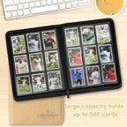 9 Pocket Card Binder, Premium Zip Trading Card Binder, 540 Double Sided Pocket PU Collection Binder, Collector Album, Card Folder for MTG, TCG, Sports Cards