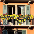 Uieke 12PCS Artificial Sunflower Garland, 7.5ft/Strand Silk Sunflowers Hanging Vines Flowers with Green Leaves for Room Kitchen Garden Birthday Wedding Baby Shower Party Table Decor Large
