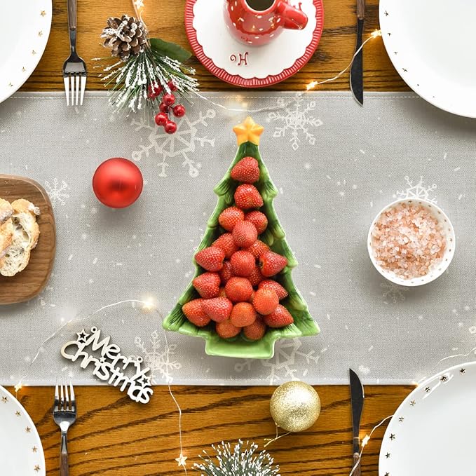 Artoid Mode Grey Snowman Snowflake Let it Snow Christmas Table Runner, Seasonal Winter Kitchen Dining Table Decor for Home Party Indoor 13x36 Inch