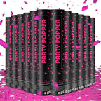 Party Poppers Confetti Cannon 12 Pack Royal Pink Confetti Popper Cannons 12Inch Mylar Shooters Foil Pink Party Bulk for Wedding Birthday Graduation Baby Gender Reveal Christmas New Year Celebration