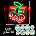 Halloween Cherry Skull Neon Sign, Gothic Neon Sign, Halloween Skull Lover Gifts, Skull Room Wall Decor for Man Cave Beer Bar Club Game Room Halloween Party Decor Gifts-Large-17.72IN