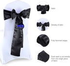 MDS Pack of 125 PCS Satin Chair Sashes Charmeuse Sateen Dining Chair Bows Ribbon Ties Back Sash for Wedding Party Birthday Home Hotel Restaurant Banquet Decoration (7 x 108 Inch, Black)