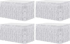 4 Pack 29.5x108 Inch Metallic Foil Fringe Tinsel Table Skirts, Streamer Garland Curtains Backdrop for Rectangle Tables Wedding Birthday Parade Floats Christmas Party Decoration(Silver)