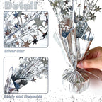 12 Pack Metallic Foil Spray Centerpiece Star Table Decoration Burst Table Centerpieces for Birthday Wedding Anniversary Graduation Holiday Party Supplies Decor, Silver