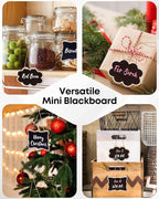 Uniclife 24 Pack Mini Chalkboard Signs for Food, Small Chalkboard Signs with Strings Chalk Markers & Replacement Stickers, Hanging Chalkboards Sign Reusable Wooden Food Labels for Party Buffet Wedding