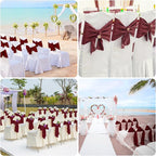 10 PCS Burgundy Satin Chair Sashes Bows Universal Chair Ribbon Ties Back Sash for Wedding Party Reception Events Banquets Hotel Event Chair Cover Decoration (7x108 inch)
