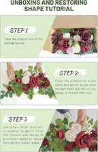 Wedding decor (pack of 2) Welcome Sign Flower Backdrop Garland For Ceremony Reception Wall Easel Home Decoration Entryway Faux Outdoor Board Head Table Decor (Burgundy & White)