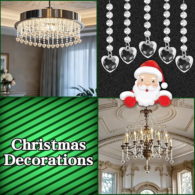 50 Pack Hanging Crystals - Clear Acrylic Prisms Pendant Ornaments for Christmas Tree, Centerpieces, Chandelier, Window & Home Decor, Ideal for Weddings, Parties Decorations (Heart)