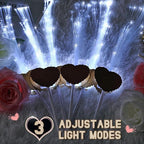 50 Pcs Wedding Sparklers Heart Shaped LED Glow Sticks Fiber Optic Wands Light up Wand with 3 Light Mode for Wedding Bridal Shower Birthday Glow in the Dark Party Supplies (Brown)