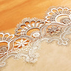 Vintage Lace Dining Table Runner, Small Macrame Coffee Table Runners 48 inches Long for Kitchen Home Christmas Party Decorations (16x48 inch, Beige)