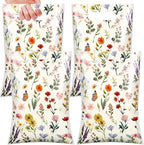 100 Pcs Wildfloral Gift Bags Vintage Wildflower Party Favor Bag with Handle Wildfloral Plastic Goodie Candy Treat Gift Wrapping for Summer Baby Shower Birthday Wedding Party Supplies (White)