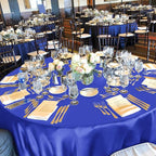 fani 12 Pack 108 Inch Royal Blue Satin Tablecloth - Silky Round Tablecloth Overlay Smooth Fabric Table Cover, Bright Table Decoration for Wedding Party Banquet Events Restaurant Kitchen Dining