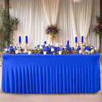 Wish Care 6 Pack Royal Blue Spandex Table Clothes for 8 Foot Rectangle Tables, 8FT Wrinkle Free Fitted Tablecloths Ruffles Design Table Cloth for Party, Banquet, Wedding and Events