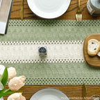 Artoid Mode Light Green Farmhouse Rustic Table Runner, Seasonal Hollow Kitchen Dining Table Decoration for Home Party Decor 12x60 Inch