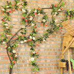 JUSTOYOU 2 Pack (15.8FT) Fake Rose Garland, Artificial Rose Vines Flowers Hanging Silk Rose Vine Wedding Home Backdrop Party Arch Arrangement Decoration