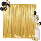 SquarePie Sequin Backdrop Curtain Not See Through Background for Wedding Party 10FT x 10FT Gold