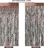4Pcs Brown Metallic Wavy Tinsel Curtains - 3.3x6.6 ft Foil Curtain Backdrop for Birthday Party, Halloween Decor