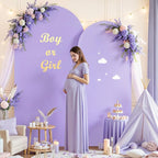 Purple Lavender Arch Backdrop Cover for Wedding, 7.2FT 6FT Set of 2 Stretchy Spandex Fitted Arch Stand Cover for Baby Shower, Birthday Party Decor, Chiara Backdrop Cover with Double-Sided Design