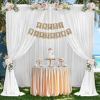10ft x 10ft Cream White Backdrop Curtains, Wrinkle-Free Sheer Chiffon Fabric Photo Backdrop Drapes for Wedding Arch Party Ceremony Stage Photography Decorations