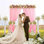 DUOBAO Pink Chiffon Backdrop Curtain-2 Panels 29x96-Inch Wedding Backdrop Drapes Sheer Beach Curtains for Living Room Voile Window Curtain for Photography Backdrops Christmas Ceremony Decor, Baby Pink