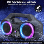 KMAG Bluetooth Speaker Wireless, 80W Loud Speaker with Deeper Bass, IPX7 Waterproof, 20H Playtime, Cool Lights, TWS, Portable Speaker for Home, Outdoor, Workshop, Party, Gift for All(Gray)