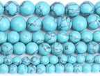 Lake Blue Turquoise Stone Beads Gemstone Round Crystal Energy Jade Beads Stone Beads for Jewelry Making DIY Bracelet Necklace Jewelry Making 1 Strand 15.5inch 35PCS 10MM