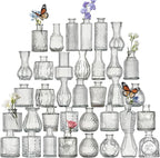 Glass Bud Vase Set of 36 Pcs Small Minimalist Vases for Flowers, Vintage Rustic Home Decor for Table Centerpiece Wedding Party, Modern Clear Aromatherapy Bottle for Living Room Bedroom