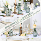 Mini Bud Vases As Wedding Centerpieces for Tables,Clear Bud Vases for Flowers,Small Flower Vases Suitable for Birthday Party,Anniversary,Wedding Reception,Baby Shower (Green, 24PCS)