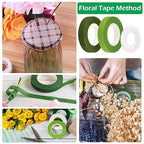 GLAMFIELDS Floral Arrangement Kit with Floral Tape, 26 Gauge Floral Stem Wire, 22 Gauge Floral Wire, Cutter, Boutonniere Flower pin for Bouquet Stem Wrapping, Floral Crafts and Wedding Bridal Bouquets