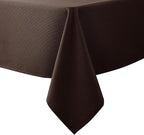 Biscaynebay Textured Fabric Tablecloths 90x156 Inches Rectangular, Brown Water Resistant Tablecloths for Dining, Kitchen, Wedding and Parties etc. Machine Washable