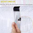 3x8FT White Backdrop Curtains 2 Panels Sequin Fabric Drapes Wedding White Curtain Backdrop Background for Birthday Party