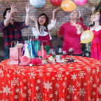 Jectivs 12 Pieces Christmas Snowflake Plastic Party Tablecloth Decorations,84 inch Disposable White Red Round Snowflake Xmas Table Cover Backdrop for Winter Christmas Holiday New Year Party Supplies