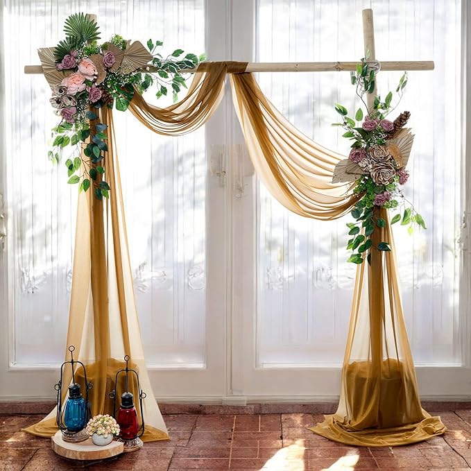 MDS Halloween Chiffon Draping Fabric - 1 Panel, 30" Wide x 40ft Long - Sheer Spooky Arbor & Canopy Drapery for Haunted House Backdrops, Party Ceilings, DIY Costumes & Themed Events - Mocha
