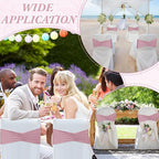 Moukeren 100 Pcs Spandex Chair Sashes Bows Bands Slider Sashes for Chair Covers Elastic Bands Ties Ribbon Decorations for Wedding Party Events Ceremony Birthday Banquet(Dusty Pink)