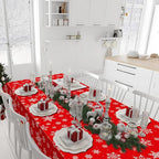 12 Pieces Christmas Snowflake Plastic Party Tablecloth Decorations,54x108 inch Disposable White Red Rectangle Snowflake Xmas Table Cover Backdrop for Winter Christmas Holiday New Year Party Supplies