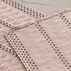 Artoid Mode Pink Farmhouse Woven Rustic Hollow Table Runner, Seasonal Holiday Hollow Kitchen Dining Table Decoration for Home Party Decor 12x72 Inch
