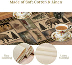 Country Lodge Bear Table Runner, Retro Vintage Bear Cottage Country Style Cabin Farmhouse Dinner Runner for Home Kitchen Dining Table Decoration,13x70 Inch