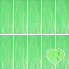 10 Pack Green Foil Curtain Backdrop 3.2ft x 8.2ft Macaron Tinsel Foil Fringe Curtains Streamer Photo Booth Backdrop for Birthday Party Baby Shower Engagement Wedding Holiday Decoration (Macaron Green)