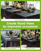 Pureegg Plastic Table Cloth Disposable 10 Pack, 54 x 108 Inch Table Cloths, Graduation Decorations of 2025, Graduation Tablecloths, Rectangle, Plastic Cover, Leakproof & Sturdy, Black and Rose Gold
