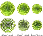 Hanging Paper Fan Set, Tissue Paper Pom Poms Flower Fan and Honeycomb Balls for Birthday Baby Shower Wedding Festival Decorations - Green
