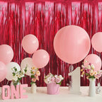 GOER 3.2 ft x 9.8 ft Metallic Tinsel Foil Fringe Curtains Party Photo Backdrop Party Streamers for Birthday,Graduation,New Year Eve Decorations Wedding Decor (3 Pcs,Burgundy)