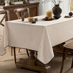 MIULEE Ivory-Black Linen Tablecloth 60x84 Inch Rectangle Table Cloth Waterproof,Stain Resistant & Wrinkle Resistant for Dining Party Wedding