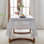 EVERLY 100% Pure Linen Rectangle Tablecloths 60x144Inches for Dining, Buffet Parties, Picnic,Events, Weddings and Restaurants, Decorative Halloween, Thanksgiving Machine Washable Tablecloths-White