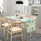 Starfish Plaid Table Flag Green Plaid and Marine Life Starfish Kitchen Table Flag Suitable for Birthday Party Restaurant Decoration Outdoor Picnic 13 * 120 Inch