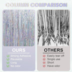 2 Pack Laser Silver Tinsel Foil Fringe Curtains, Silver Party Decorations, Metallic Tinsel Party Streamers Backdrop for New Years Birthday Halloween Wedding Party Decorations