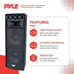 Pyle Portable Cabinet PA Speaker System - 1600 Watt Outdoor Stereo Sound Speakers w/ Dual 12" Woofers, 3.4" Piezo Tweeters, 5"x12" Super Horn Midrange, Crossover Network