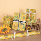 RUSPEPA Sunflower Wrapping Paper Roll for Women Girls, Mini Roll, Watercolor Sunflower Design, Fall Floral Kraft Gift Wrp Paper for Birthday, Thanksgiving, Autumn Gifts, 17 Inches x 16.4 Feet
