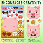 Aowplc 36 Pcs Make-A-Face Sticker Sheets Kids Party Favors Mix and Match Stickers with Dinosaurs, Mermaids, Unicorns, Horses, Farm & Sea Animals for Parties, Birthdays, Classroom Activities & Crafts